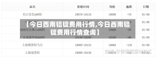 【今日西南铝锭费用行情,今日西南铝锭费用行情查询】-第2张图片