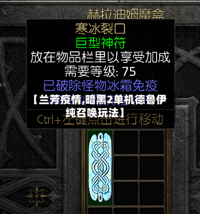 【兰芳疫情,暗黑2单机德鲁伊纯召唤玩法】
