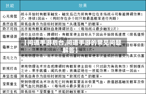 【问道手游后台,问道手游的常见问题解答】-第3张图片