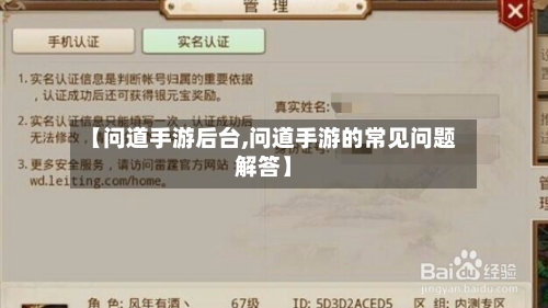 【问道手游后台,问道手游的常见问题解答】-第2张图片