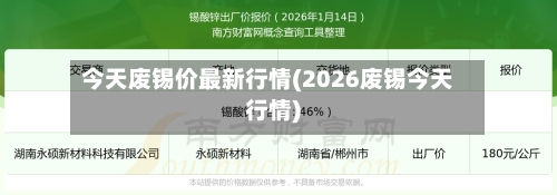 今天废锡价最新行情(2026废锡今天行情)-第3张图片