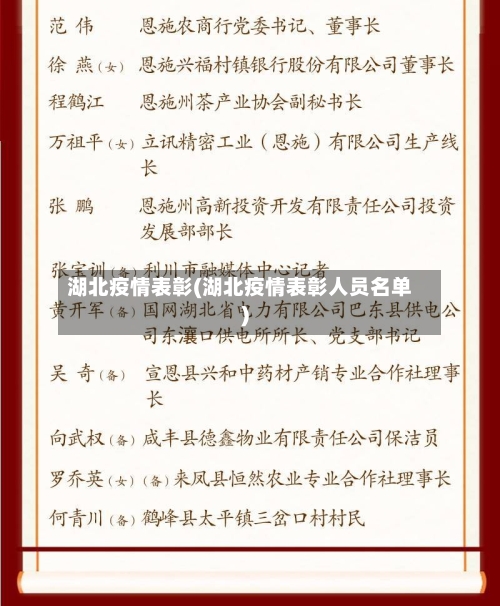 湖北疫情表彰(湖北疫情表彰人员名单)