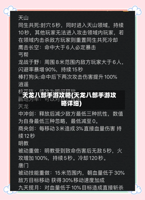 天龙八部手游攻略(天龙八部手游攻略详细)