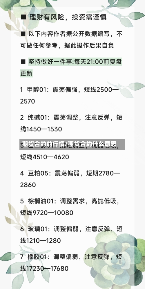 期货合约的行情/期货合约什么意思