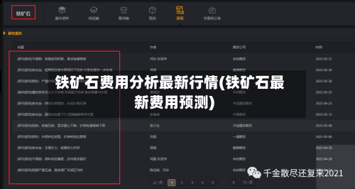 铁矿石费用分析最新行情(铁矿石最新费用预测)