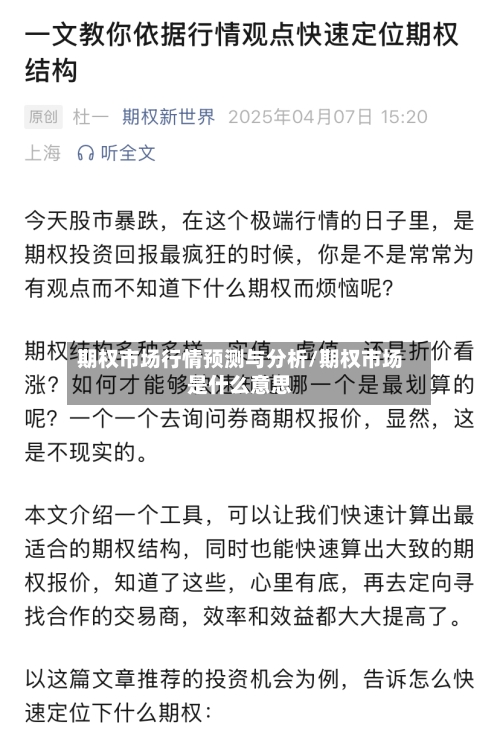 期权市场行情预测与分析/期权市场是什么意思-第2张图片