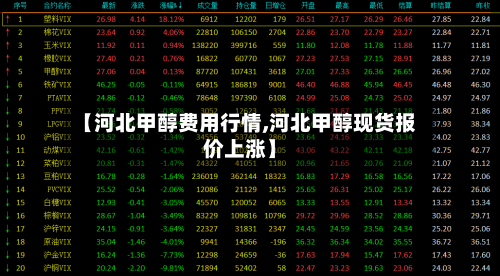 【河北甲醇费用行情,河北甲醇现货报价上涨】