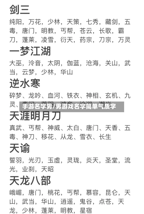 手游名字男/男游戏名字简单气质字