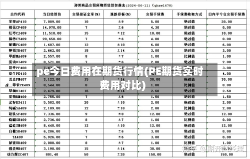 pe今日费用在期货行情(PE期货实时费用对比)