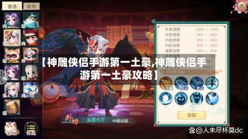 【神雕侠侣手游第一土豪,神雕侠侣手游第一土豪攻略】