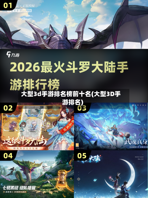 大型3d手游排名榜前十名(大型3D手游排名)