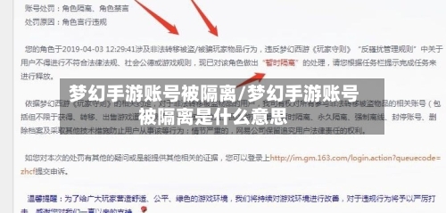 梦幻手游账号被隔离/梦幻手游账号被隔离是什么意思-第2张图片