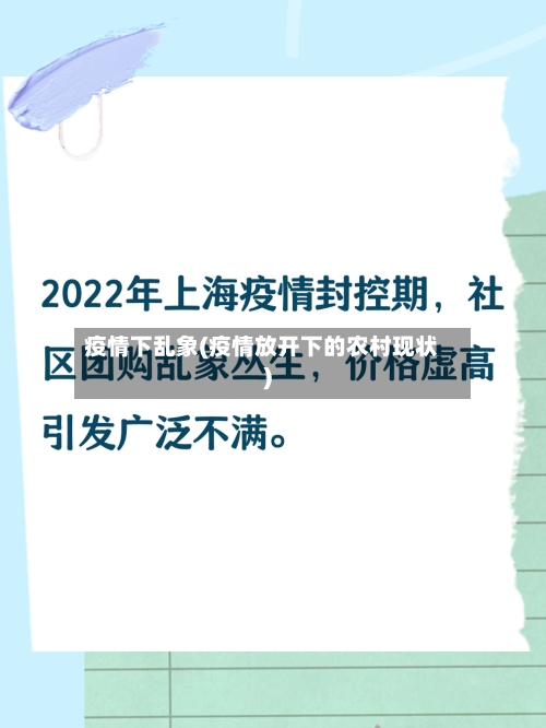 疫情下乱象(疫情放开下的农村现状)