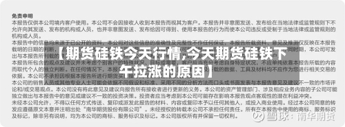 【期货硅铁今天行情,今天期货硅铁下午拉涨的原因】