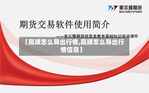 【赢顺怎么导出行情,赢顺怎么导出行情信息】