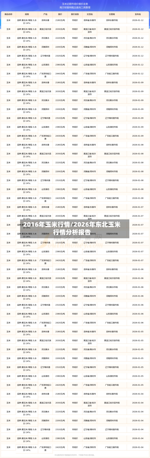 2016年玉米行情/2026年东北玉米行情分析报告
