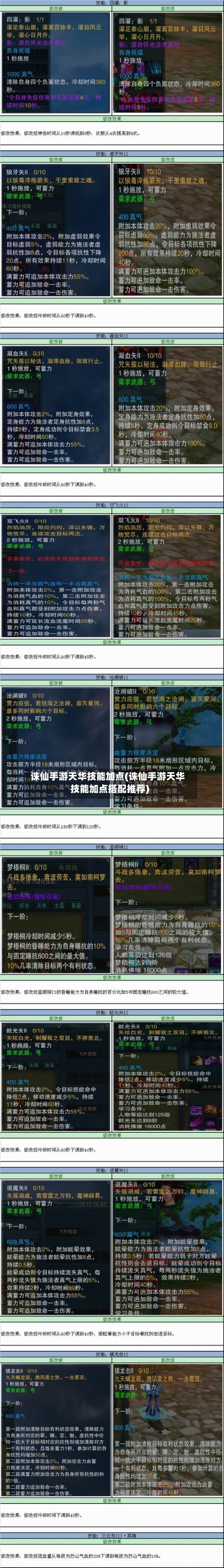诛仙手游天华技能加点(诛仙手游天华技能加点搭配推荐)