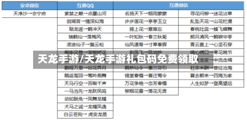 天龙手游/天龙手游礼包码免费领取-第2张图片