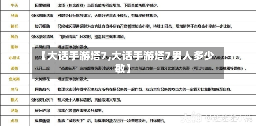【大话手游塔7,大话手游塔7男人多少敏】