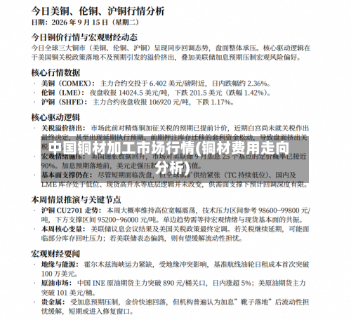 中国铜材加工市场行情(铜材费用走向分析)-第2张图片