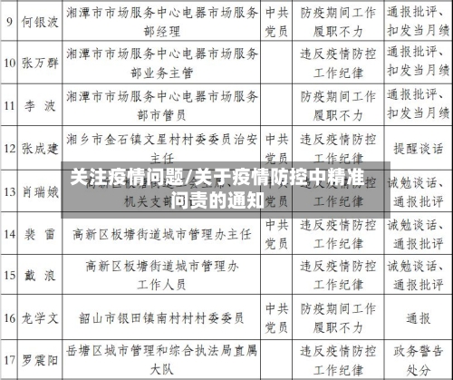 关注疫情问题/关于疫情防控中精准问责的通知