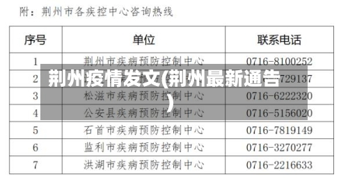 荆州疫情发文(荆州最新通告)