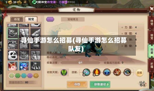 寻仙手游怎么招募(寻仙手游怎么招募队友)