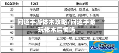 问道手游体木攻略/问道手游玩体木后悔吗