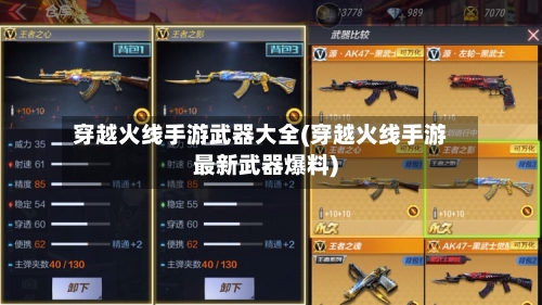 穿越火线手游武器大全(穿越火线手游最新武器爆料)