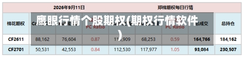 鹰眼行情个股期权(期权行情软件)